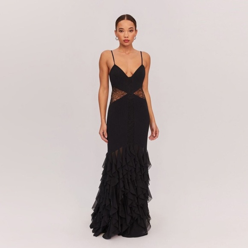 FREE PEOPLE FAME AND PARTNERS THE ABBY BLACK MAXI DRESS M57